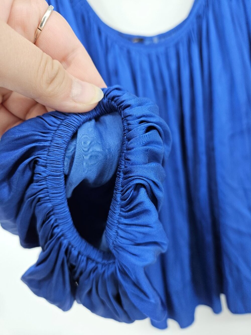 Kobi Halperin Alanna Satin Scoop Neck Blouse Blue Women's Size XXL Party Evening - Picture 6 of 12